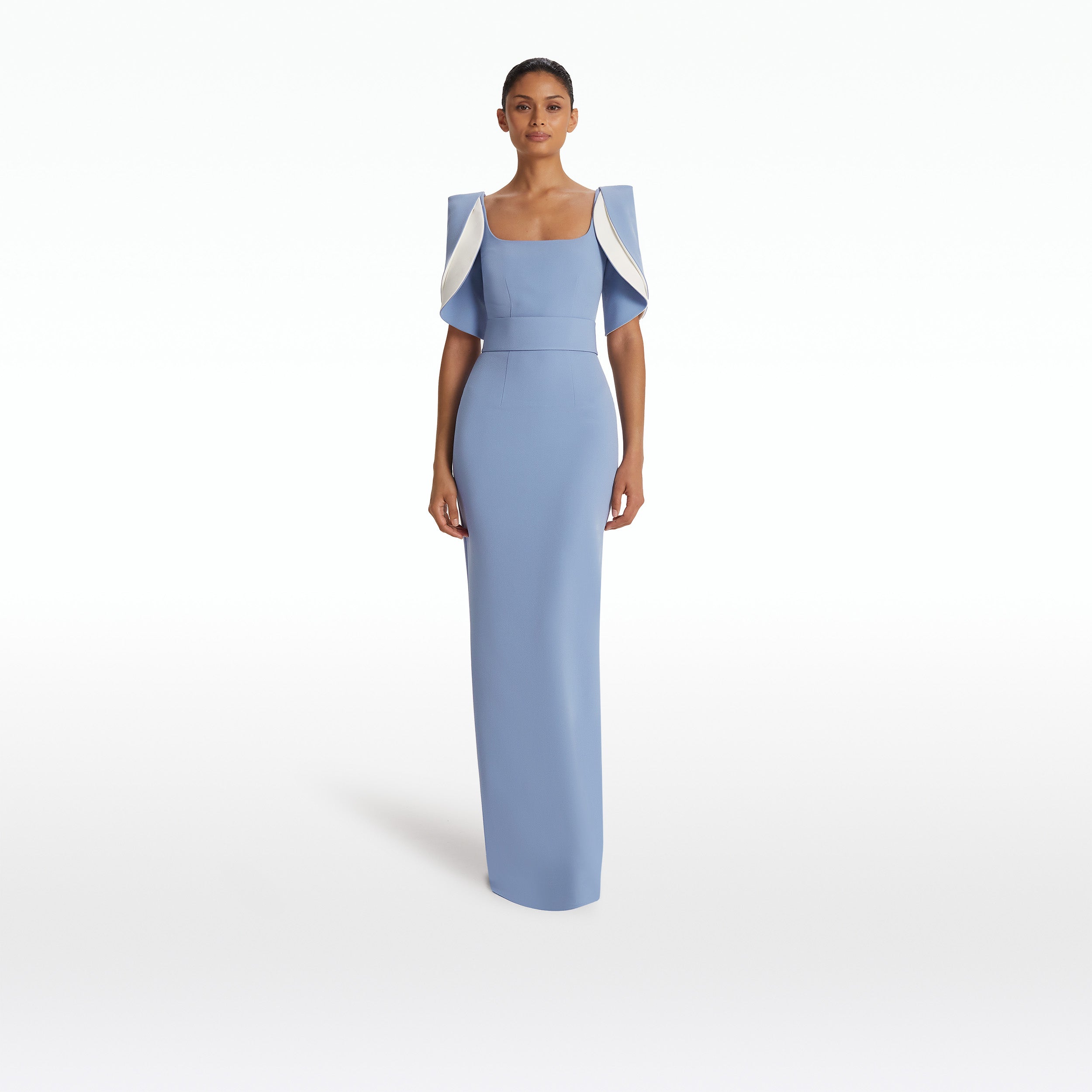 Dara Blue Ash Long Dress – Safiyaa London