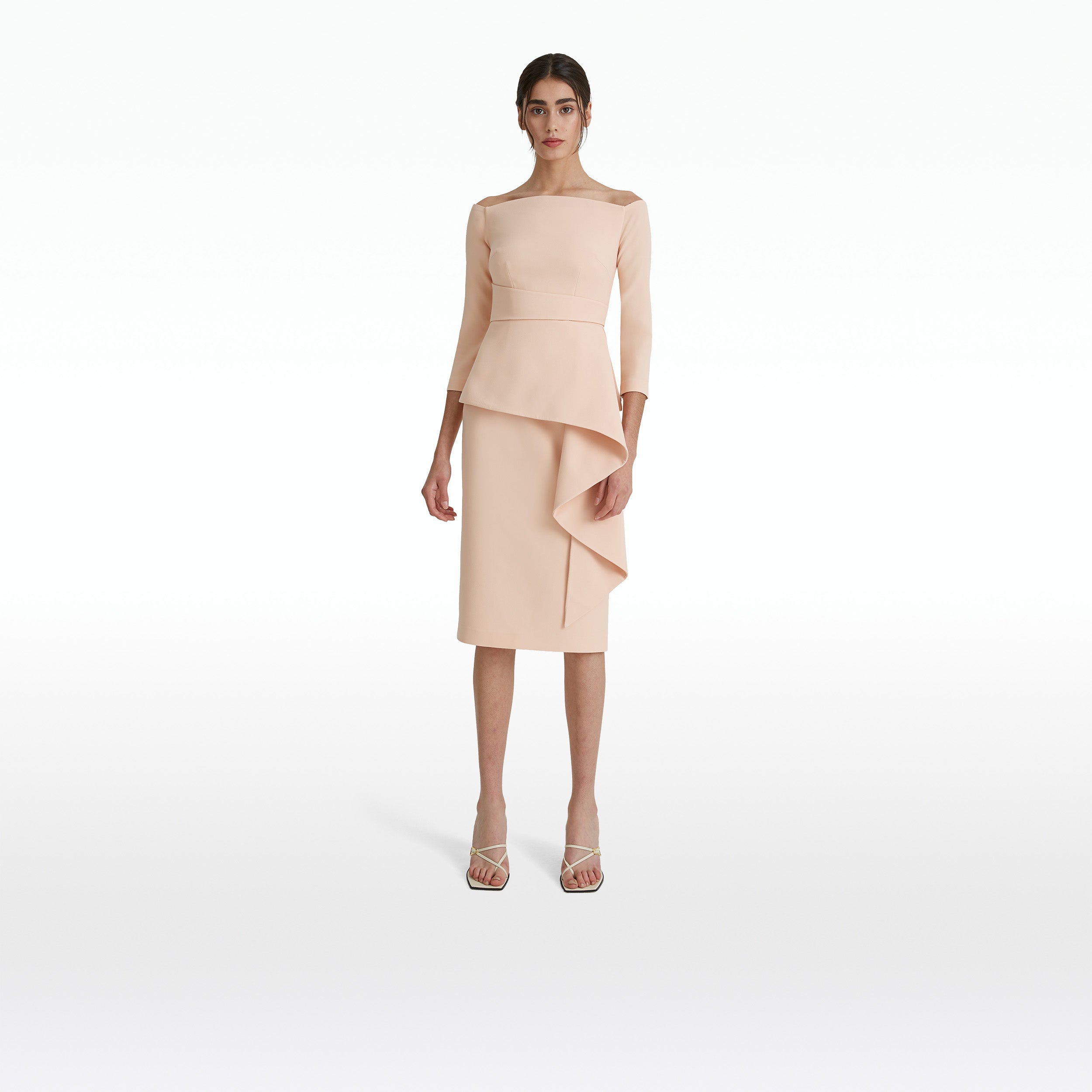 Peach midi dress with sleeves deals