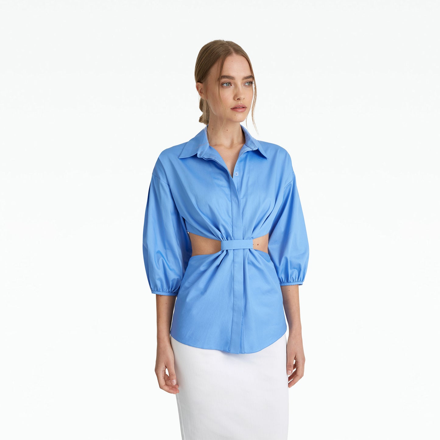 Stella Safiyaa Blue Cotton Shirt