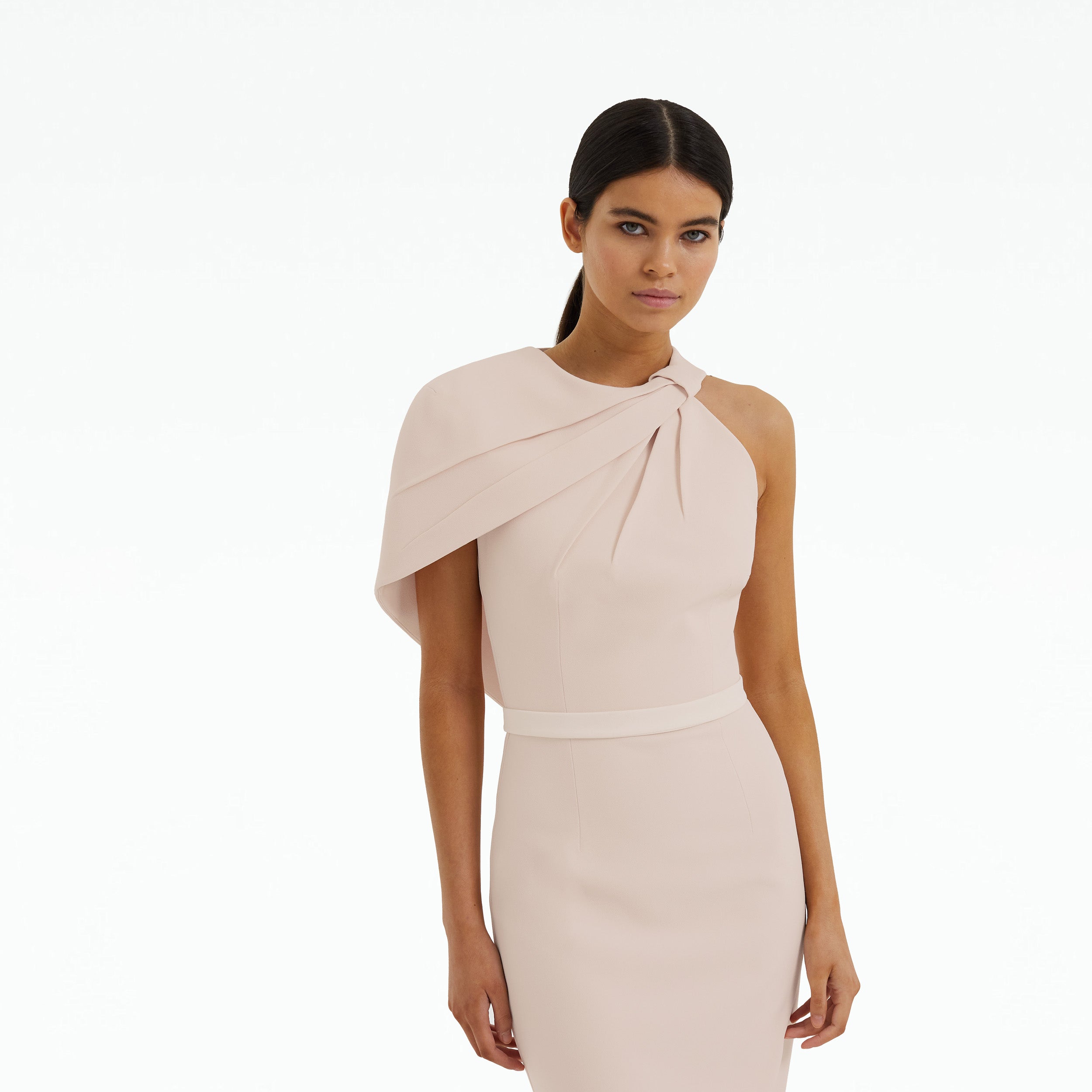 Stretch crepe midi discount dress js collections