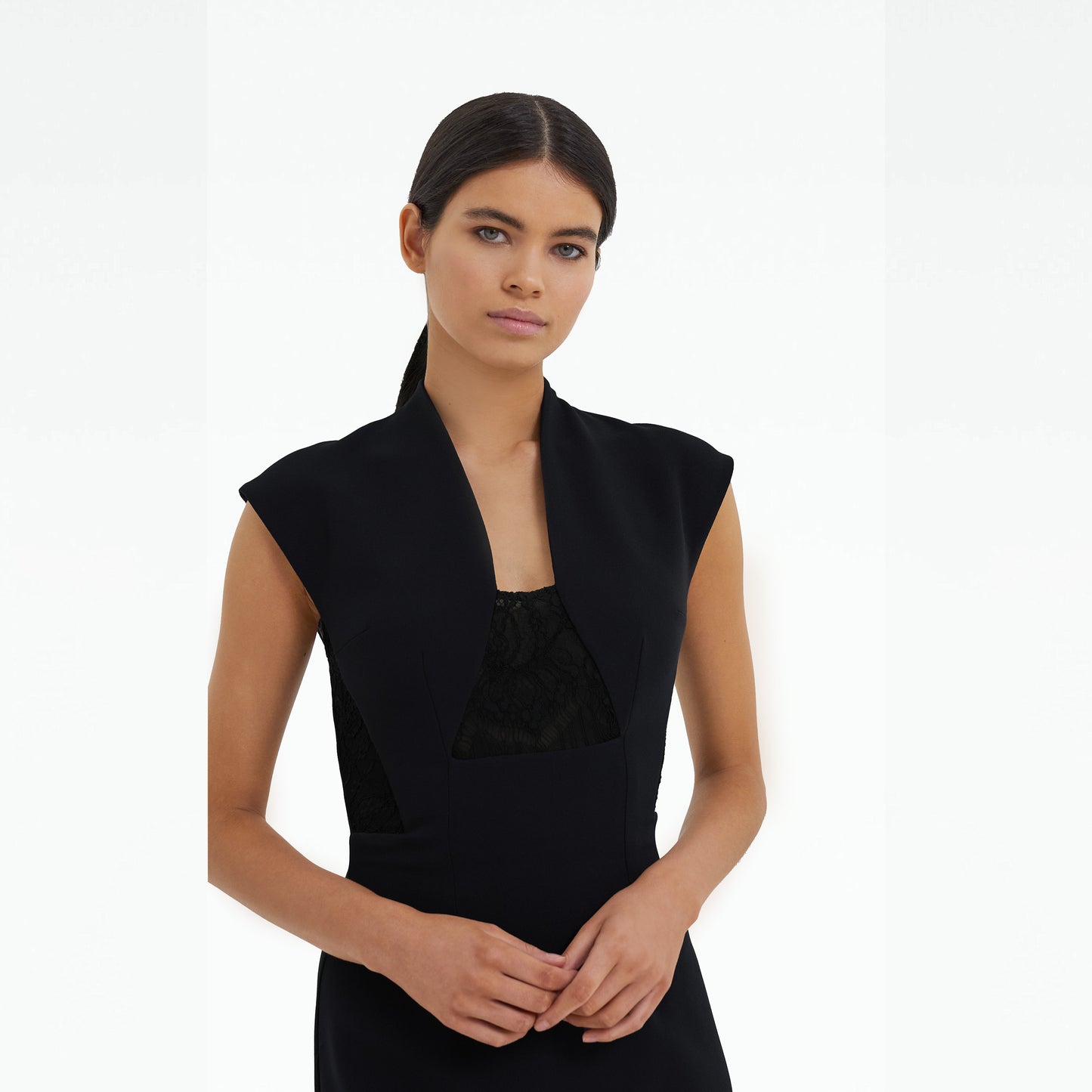 Tabitha Long Dress In Black On Midnight Navy