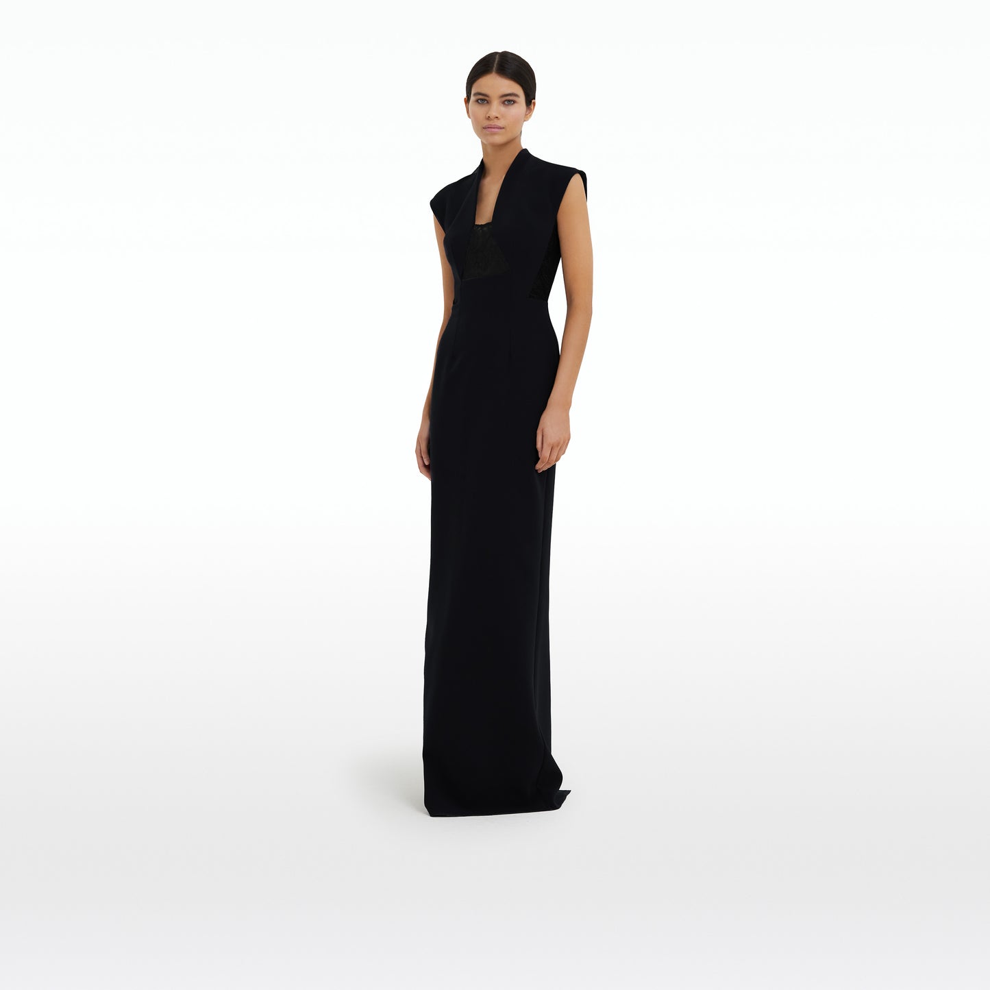 Tabitha Long Dress In Black On Midnight Navy