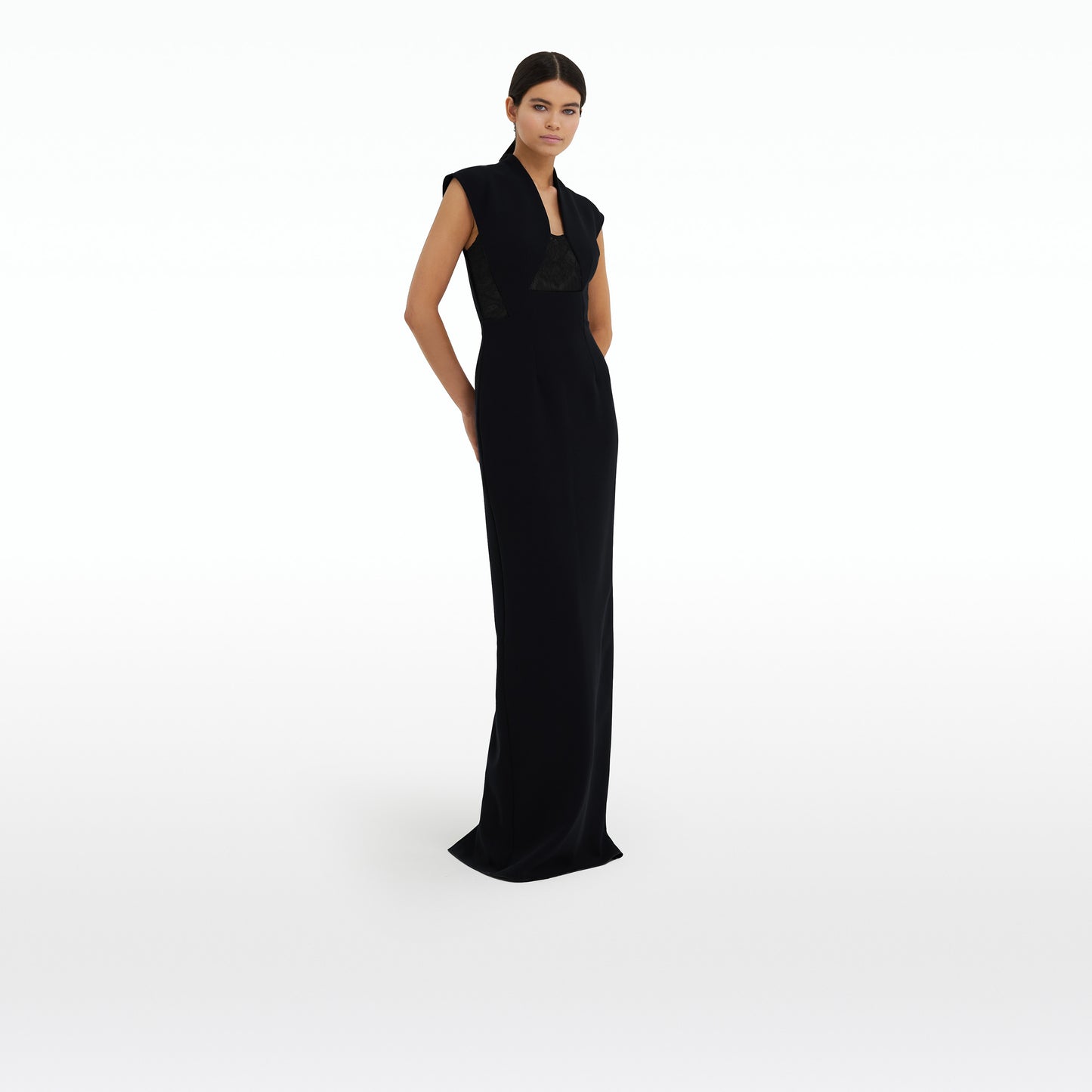 Tabitha Long Dress In Black On Midnight Navy
