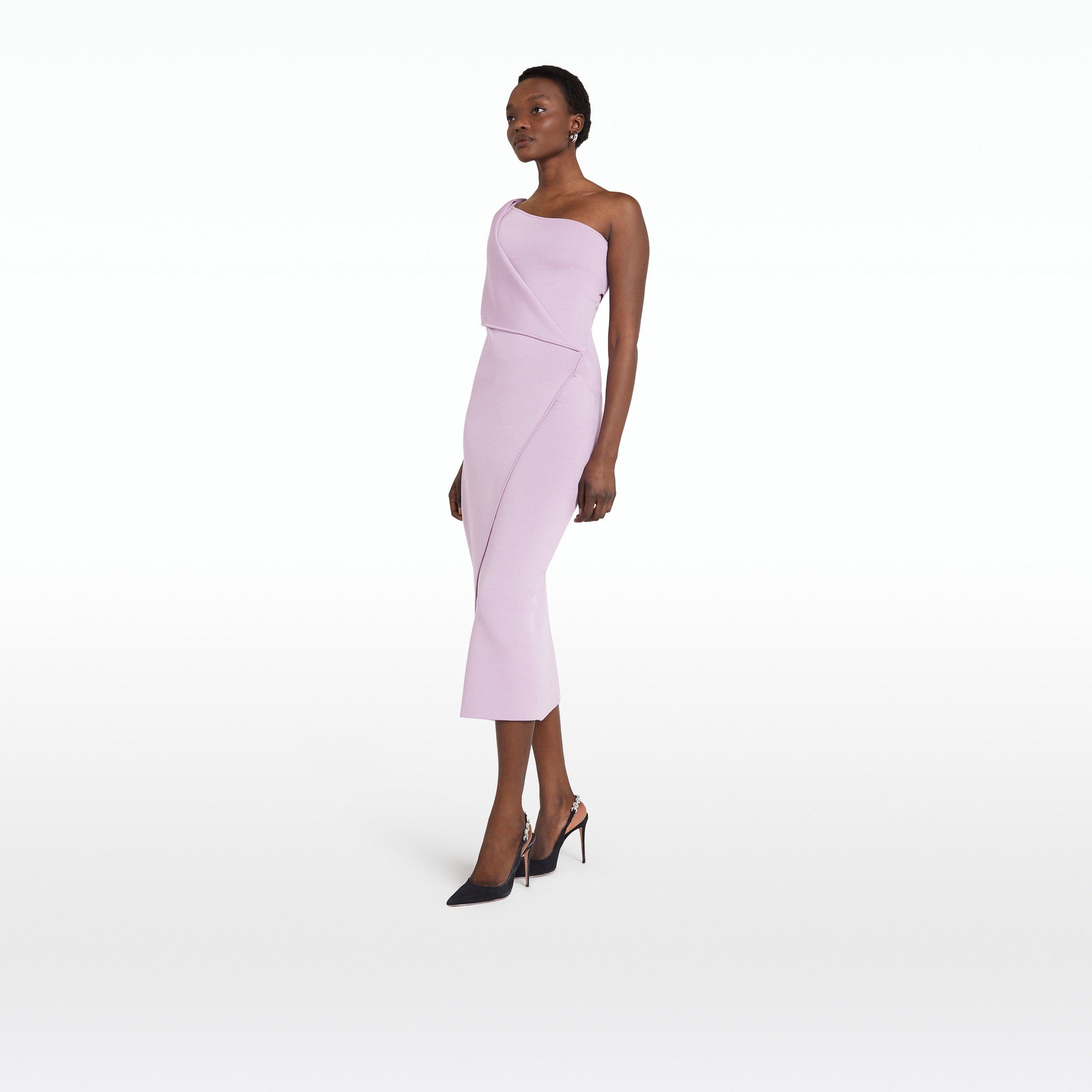 Kristine Lilac Snow Knit Midi Dress