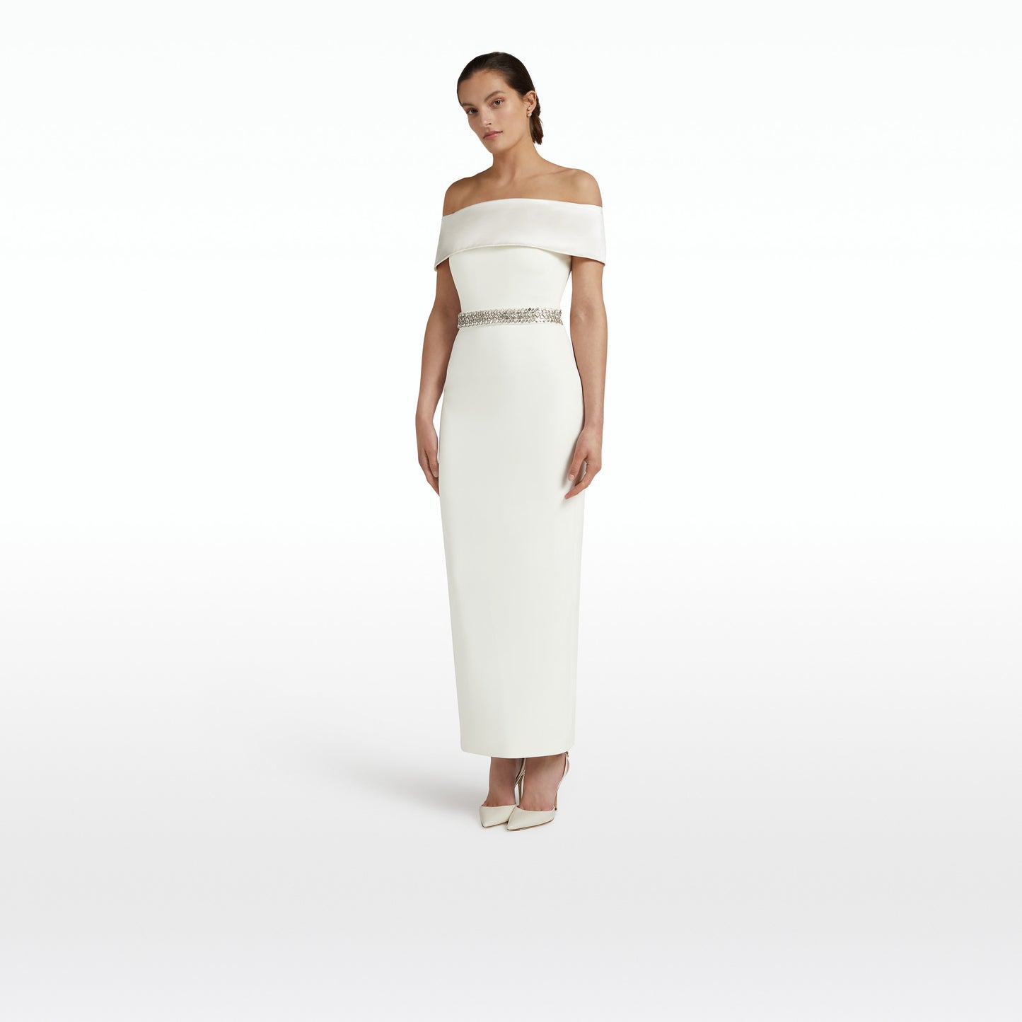 Drax Ivory Dress With Embroidered Belt