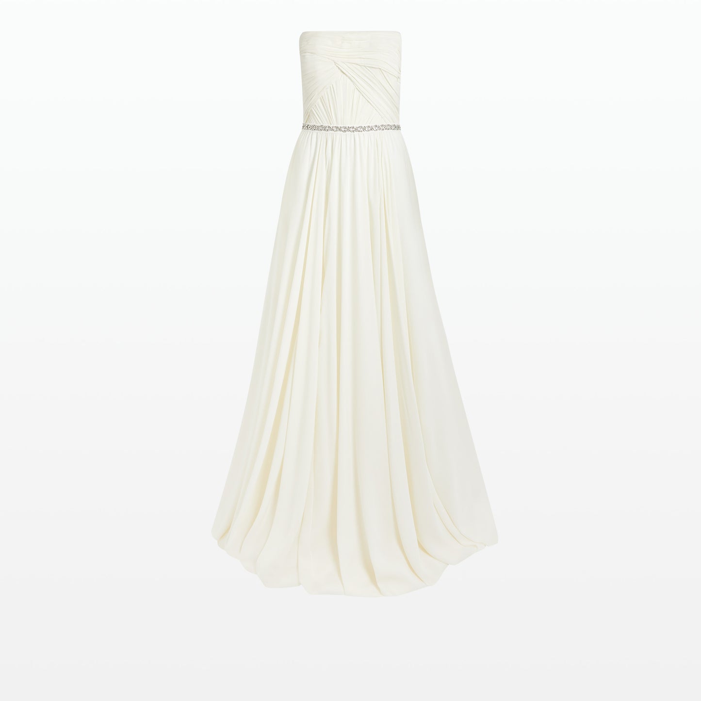 Adora Ivory Long Dress With Embroidered Belt