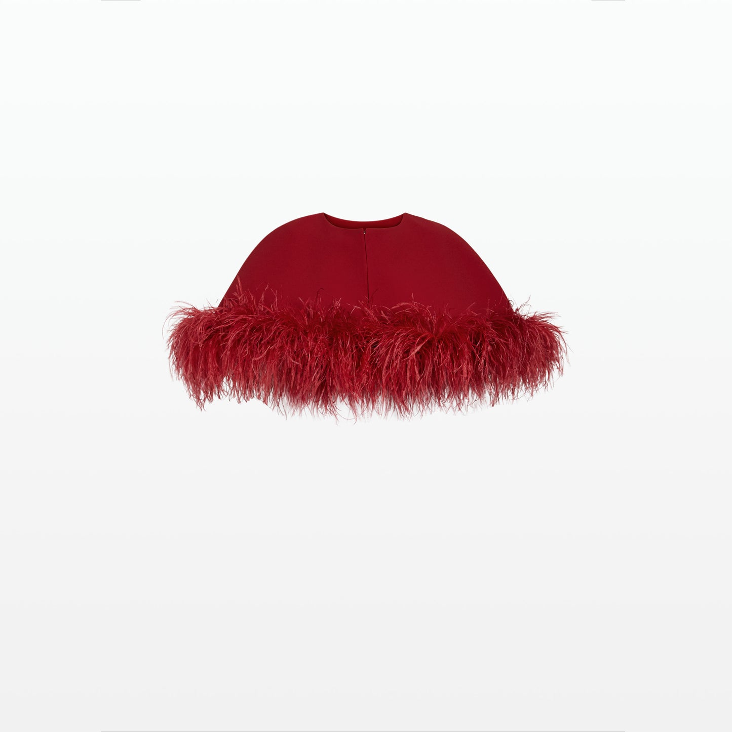 Kepuret Azalea Red Feather-Trimmed Cape