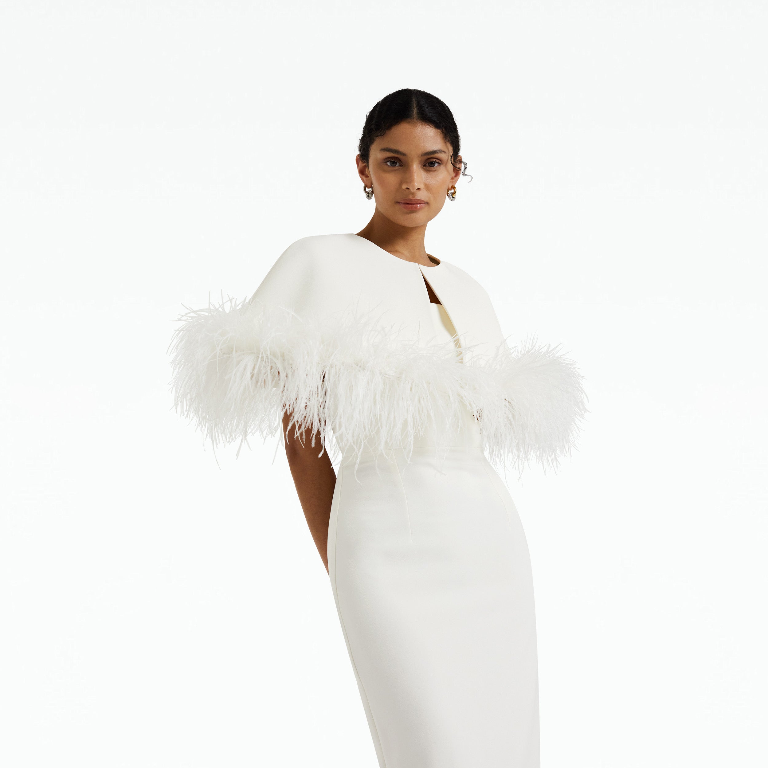 Feather cape dress clearance