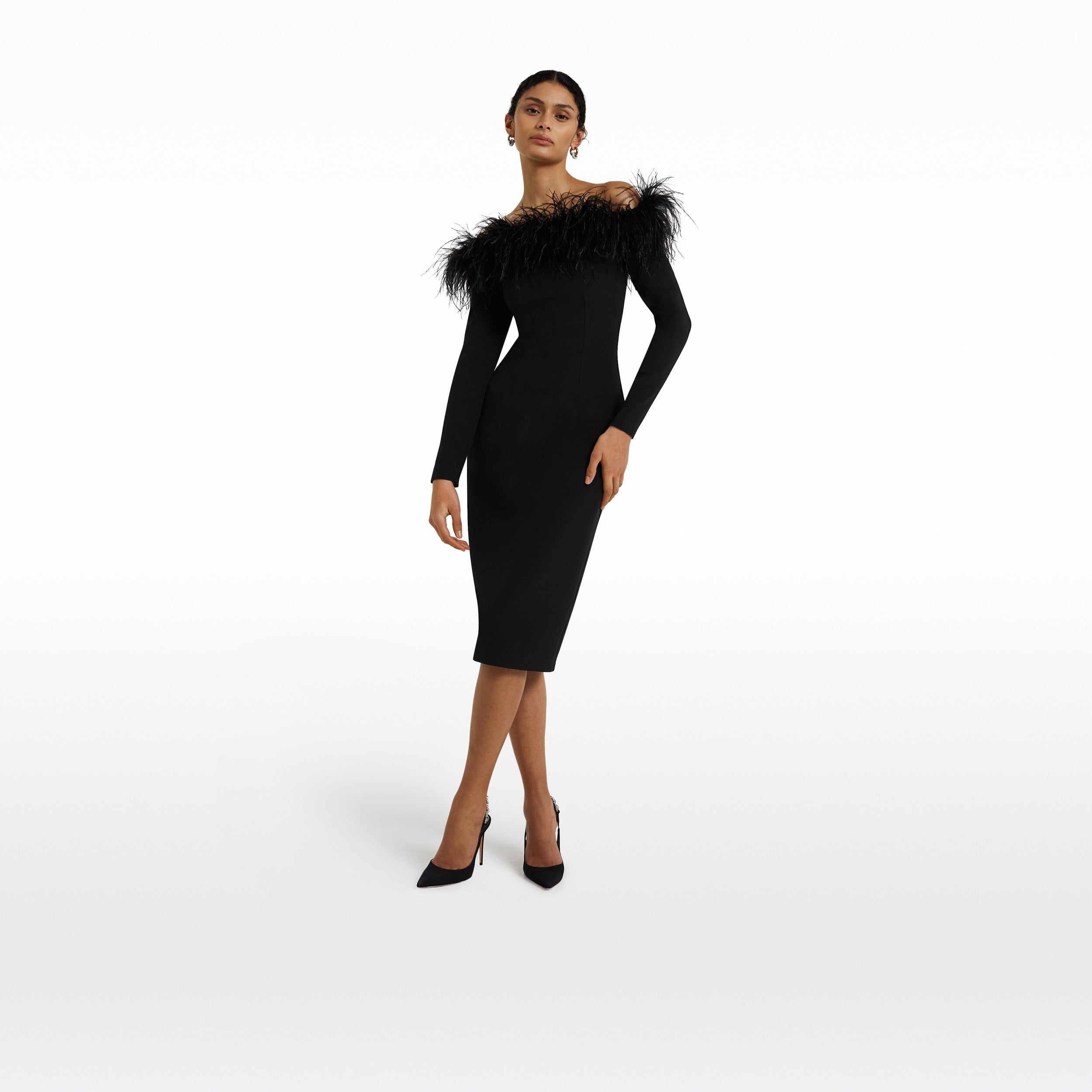 Feather midi dress hotsell
