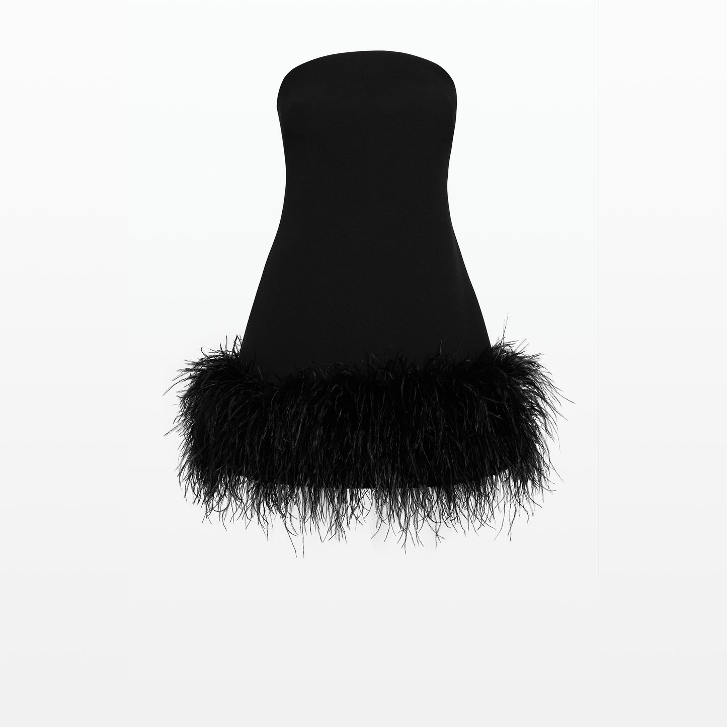 Rowan Black Feather-Trimmed Short Dress