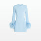 Rena Pale Blue Feather-Trimmed Short Dress