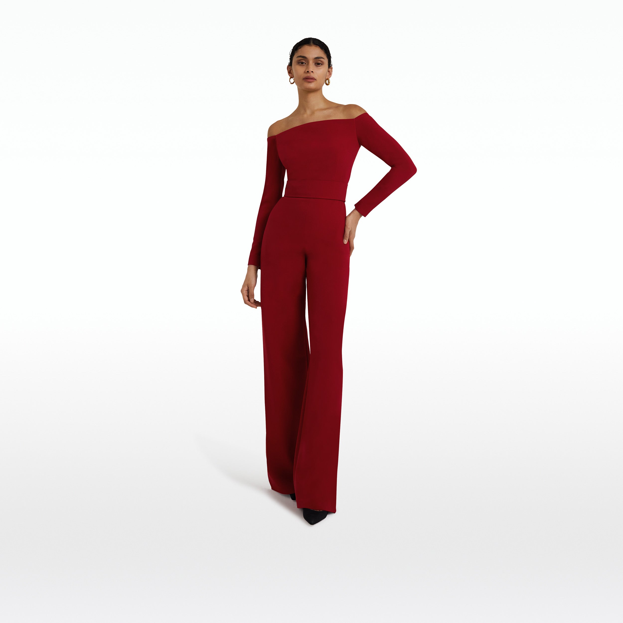 Red jumpsuit evening wear deals