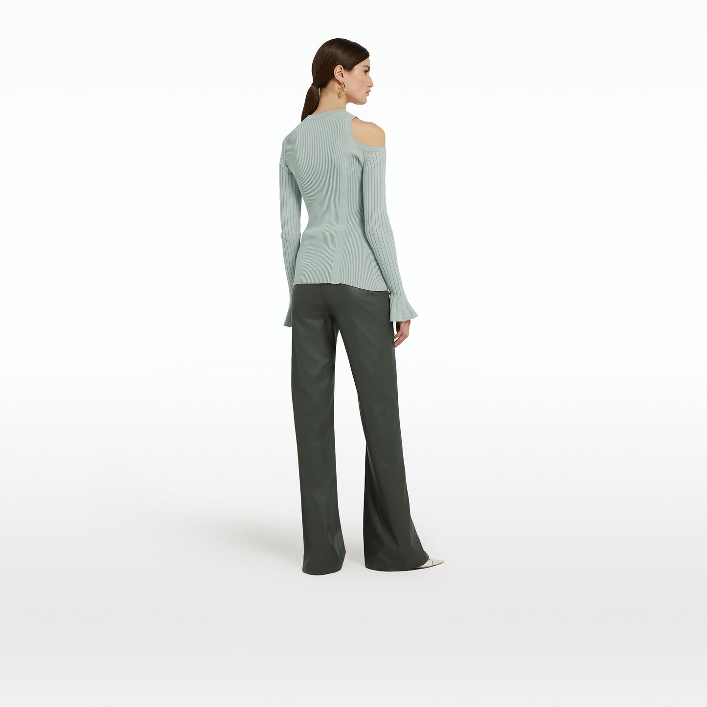 Narqis Khaki Vegan Leather Trousers