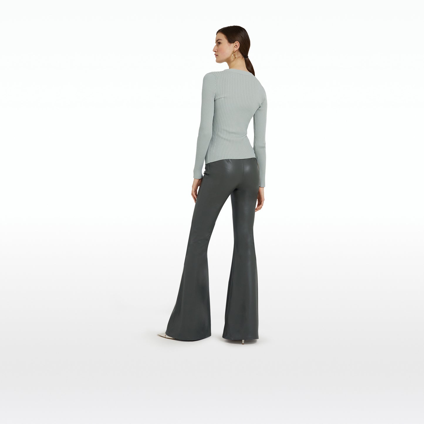 Halluana Khaki Vegan Leather Trousers