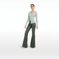 Halluana Khaki Vegan Leather Trousers