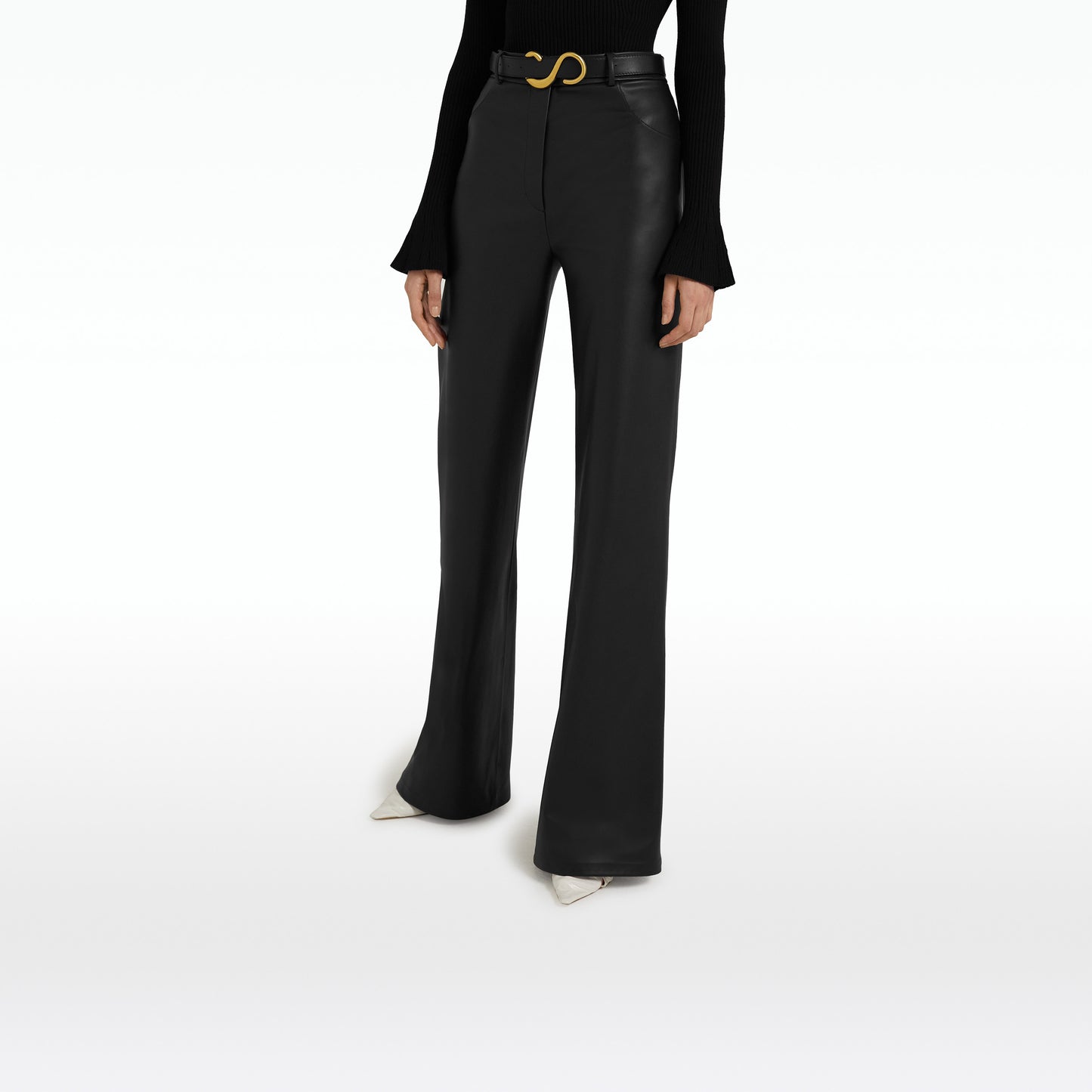 Elvera Black & Matt Gold Leather Belt