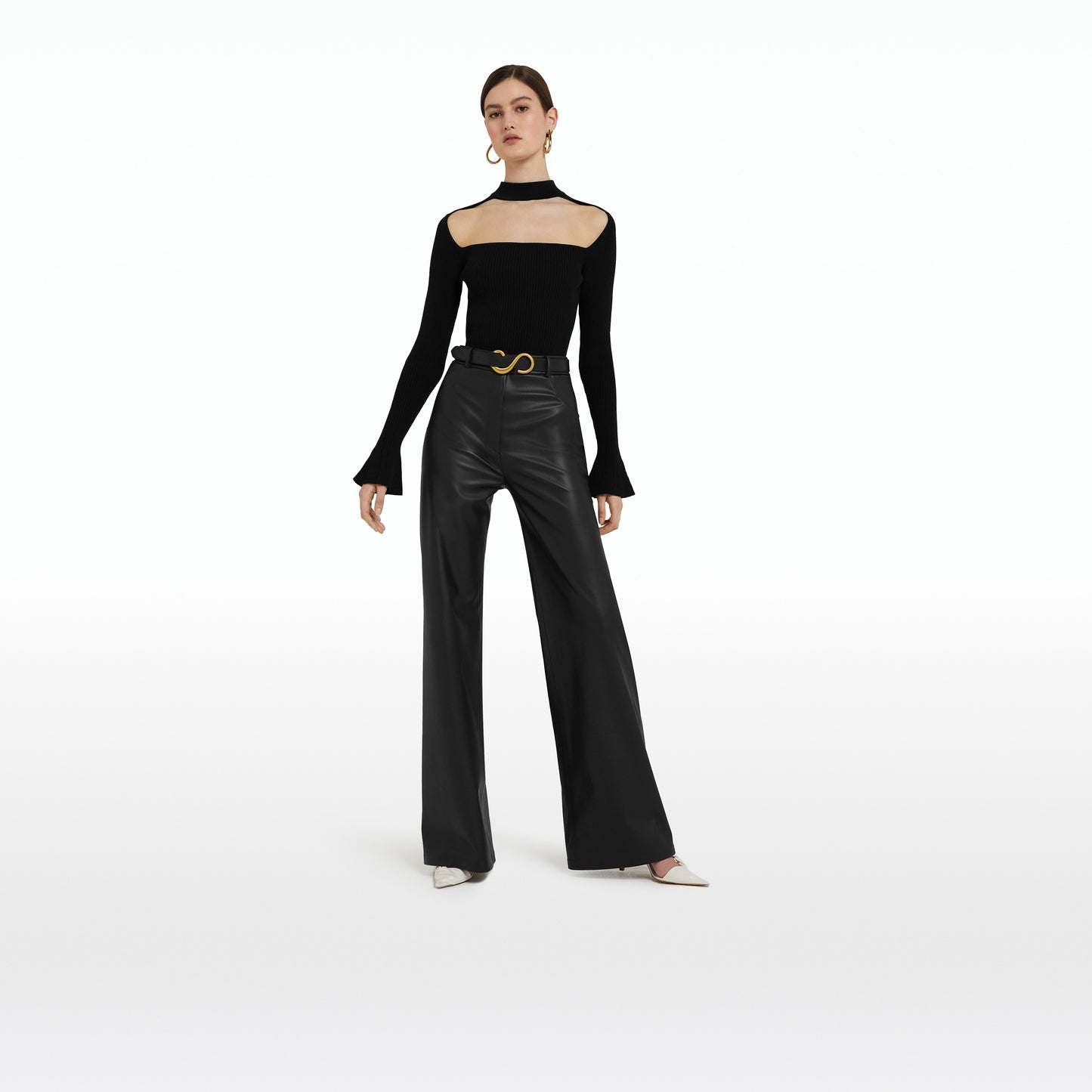 Elvera Black & Matt Gold Leather Belt