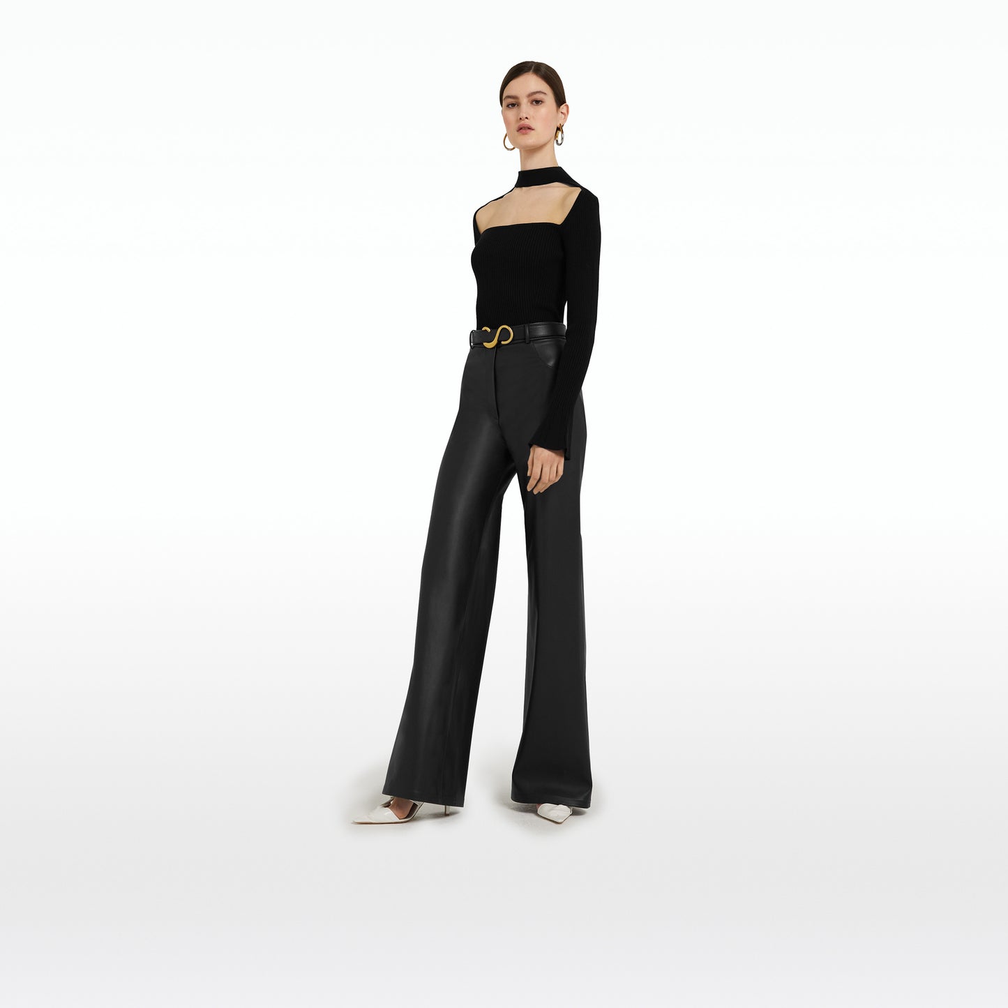 Elvera Black & Matt Gold Leather Belt