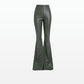 Halluana Khaki Vegan Leather Trousers
