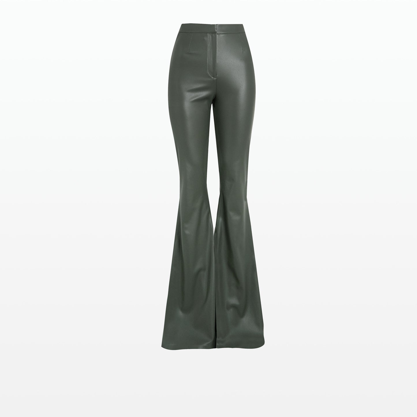 Halluana Khaki Vegan Leather Trousers