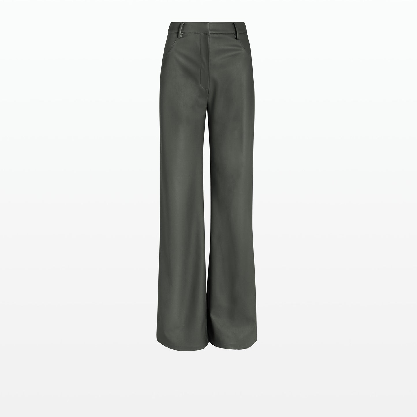 Narqis Khaki Vegan Leather Trousers