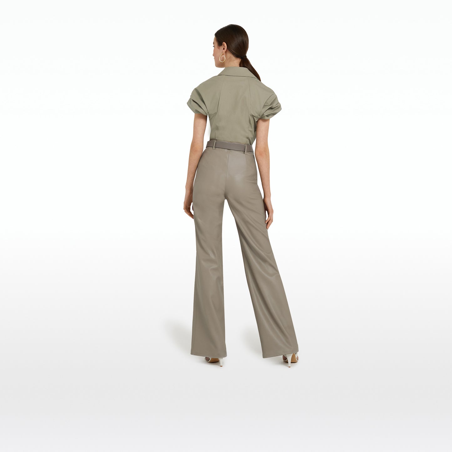 Narqis Taupe Vegan Leather Trousers