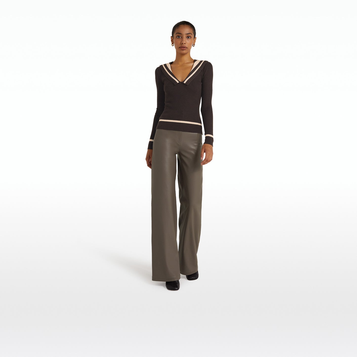 Narqis Dark Taupe Vegan Leather Trousers