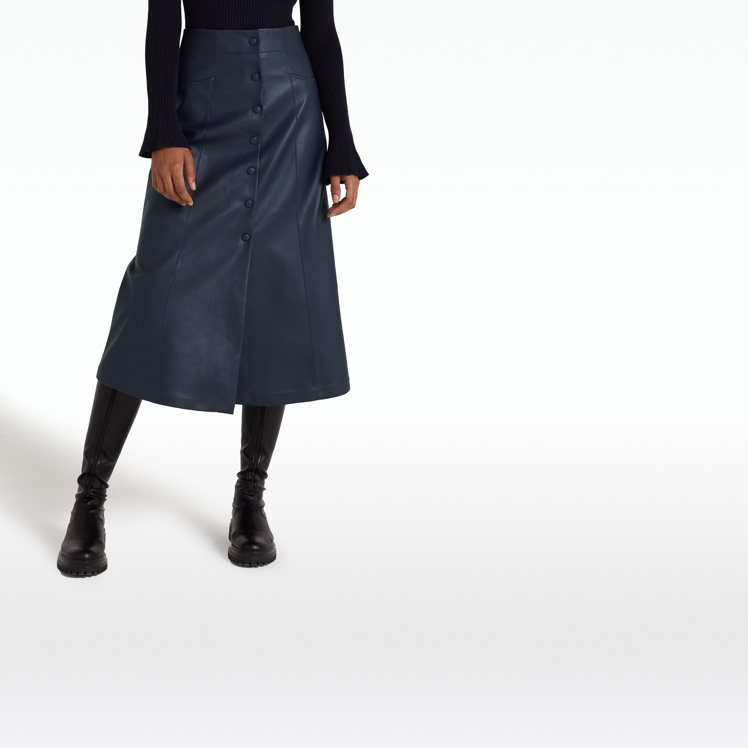 Faux leather skirt navy online