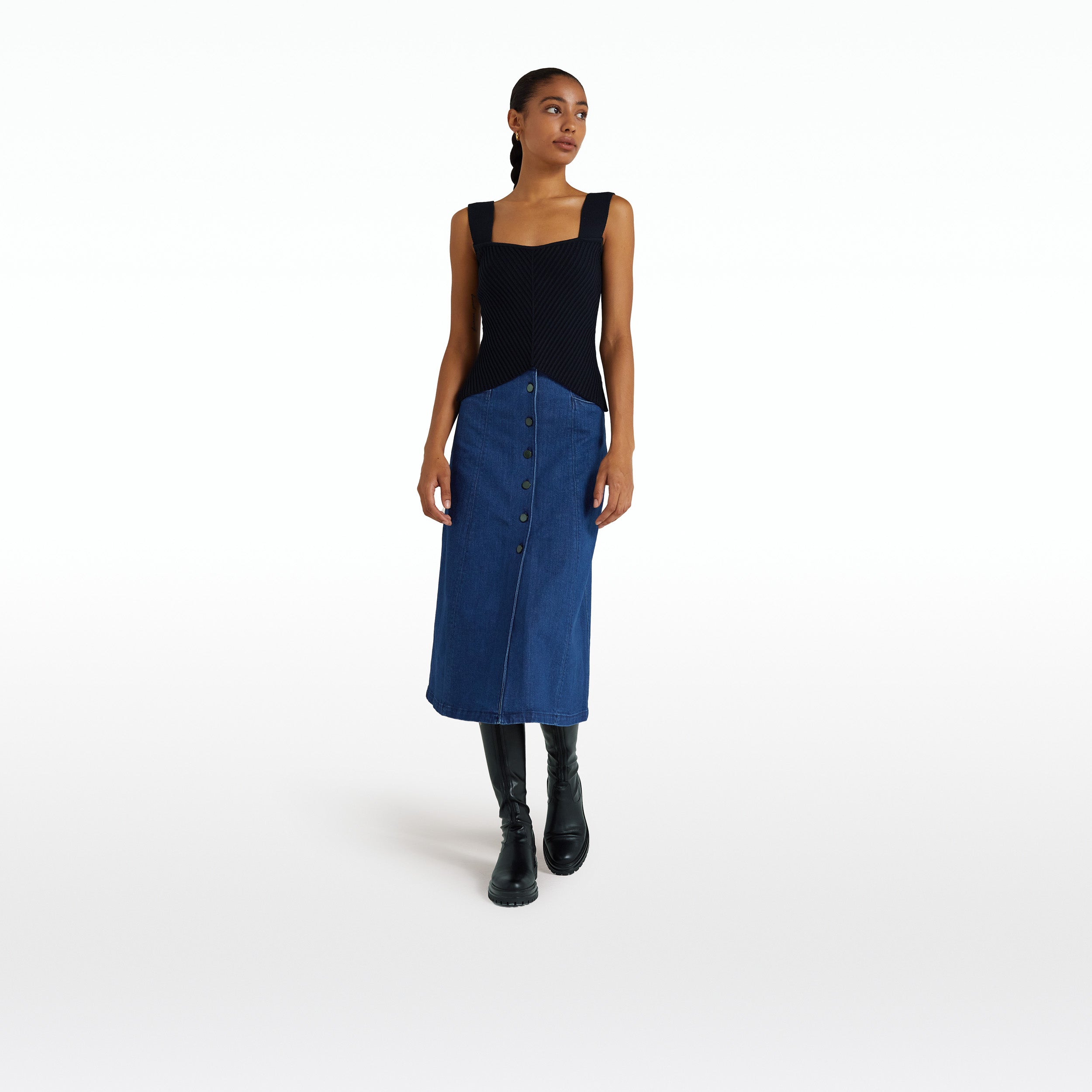 Rochelle Blue Denim Skirt Safiyaa London