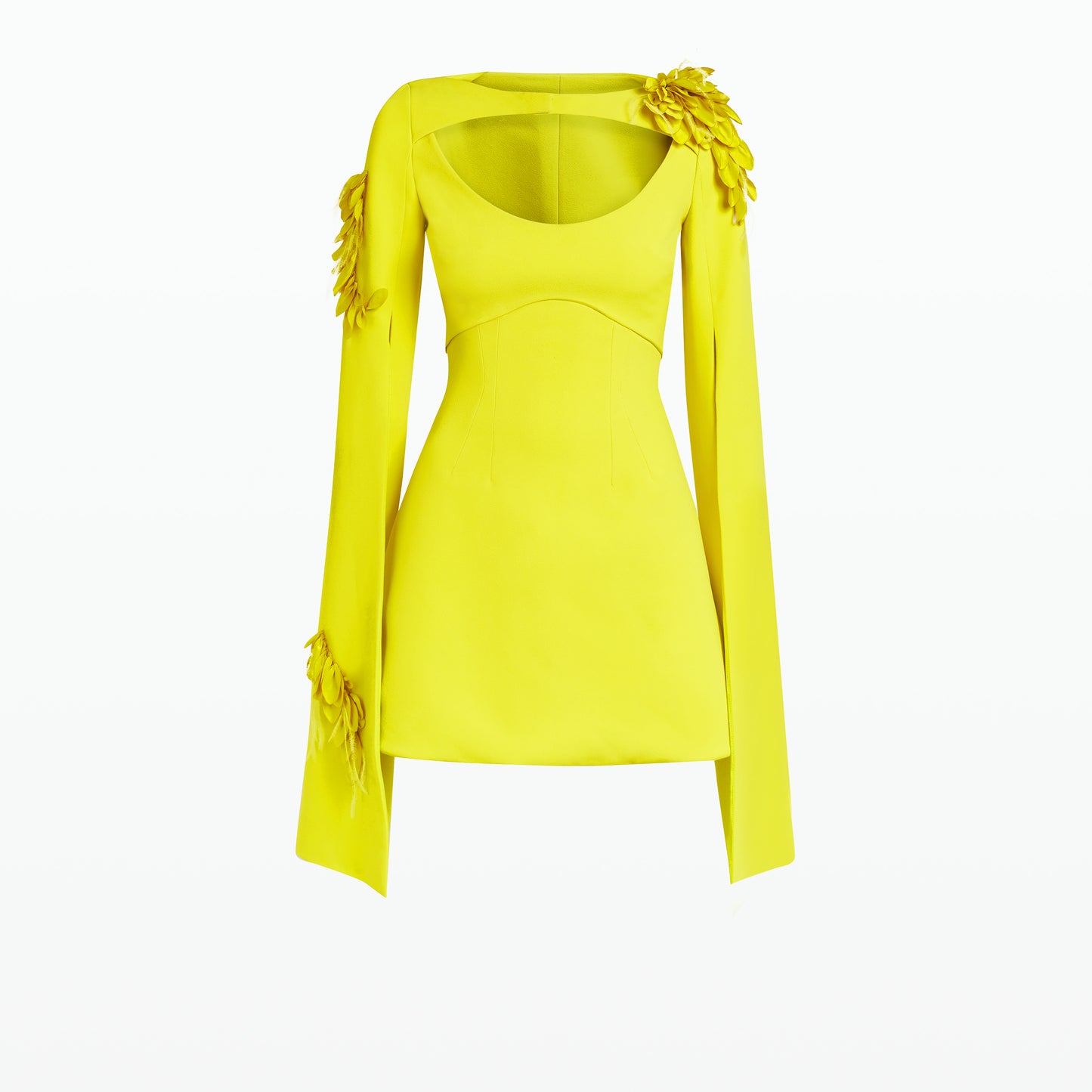 Mila Chartreuse Embroidered Short Dress