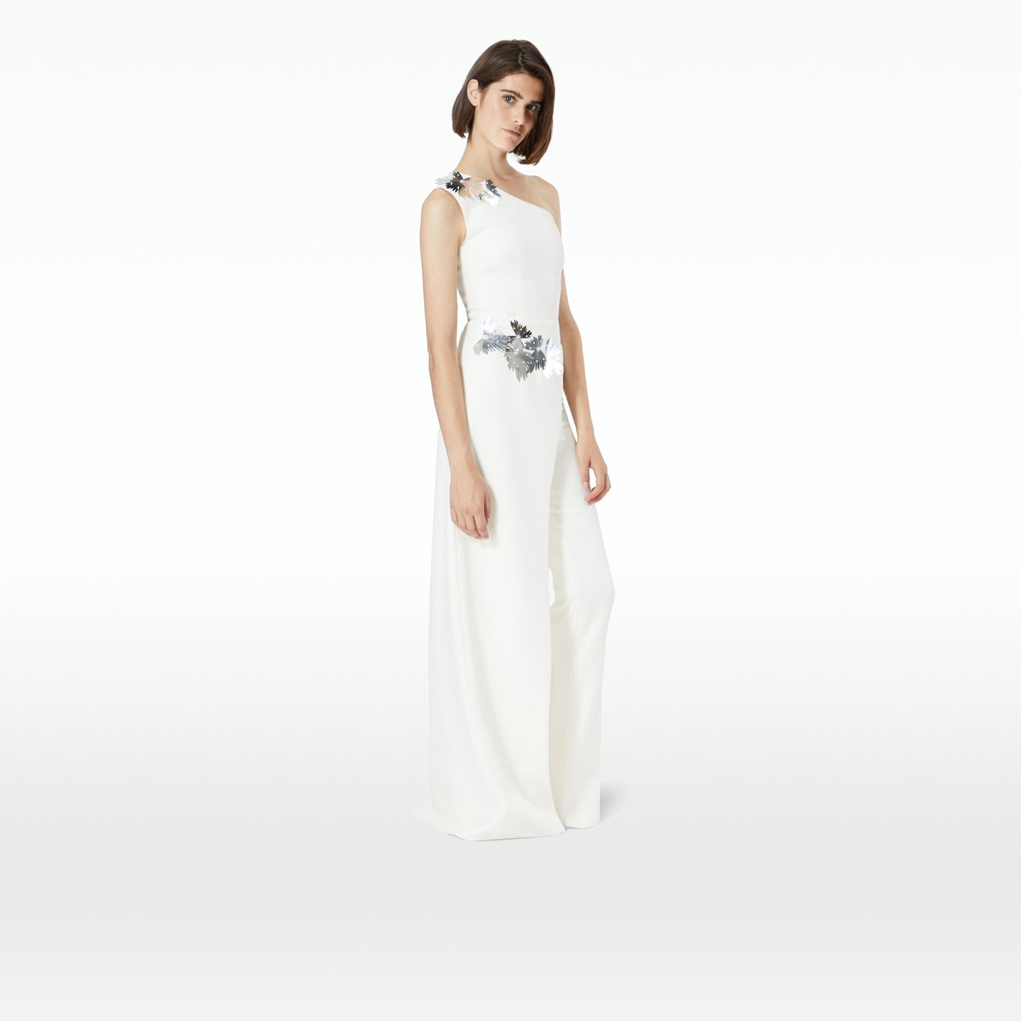 Rhea Silver Embroidered Asymmetric Jumpsuit