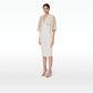 Ionie Belted White Sand Midi Dress
