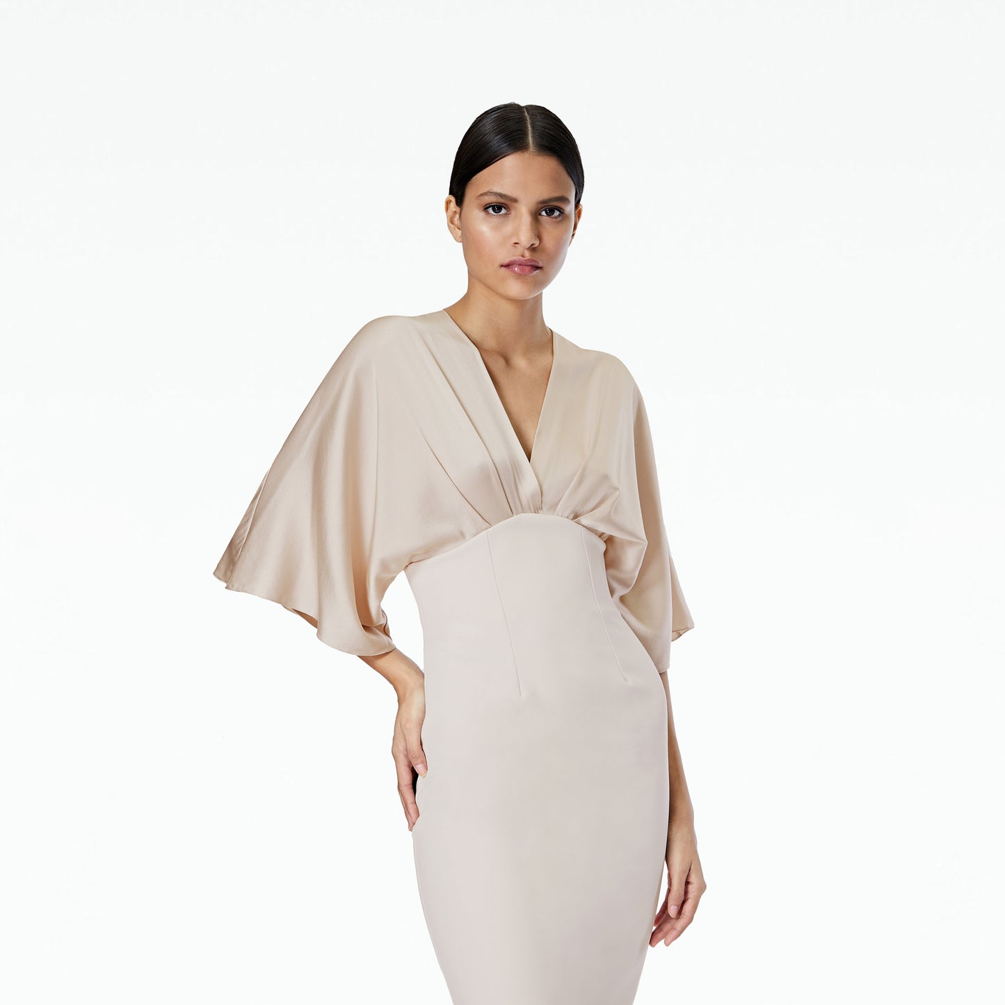 Ionie White Sand Midi Dress
