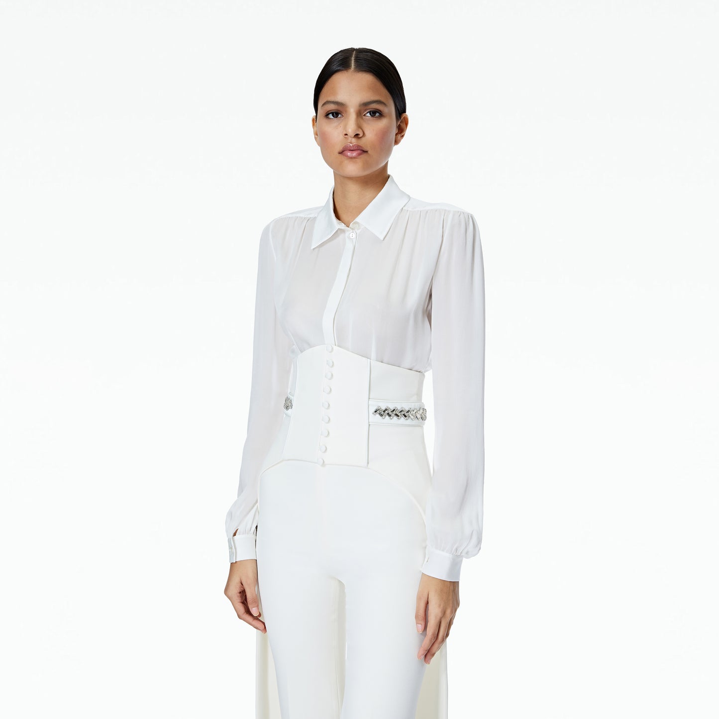 Jonty Embroidered Ivory Corset Belt