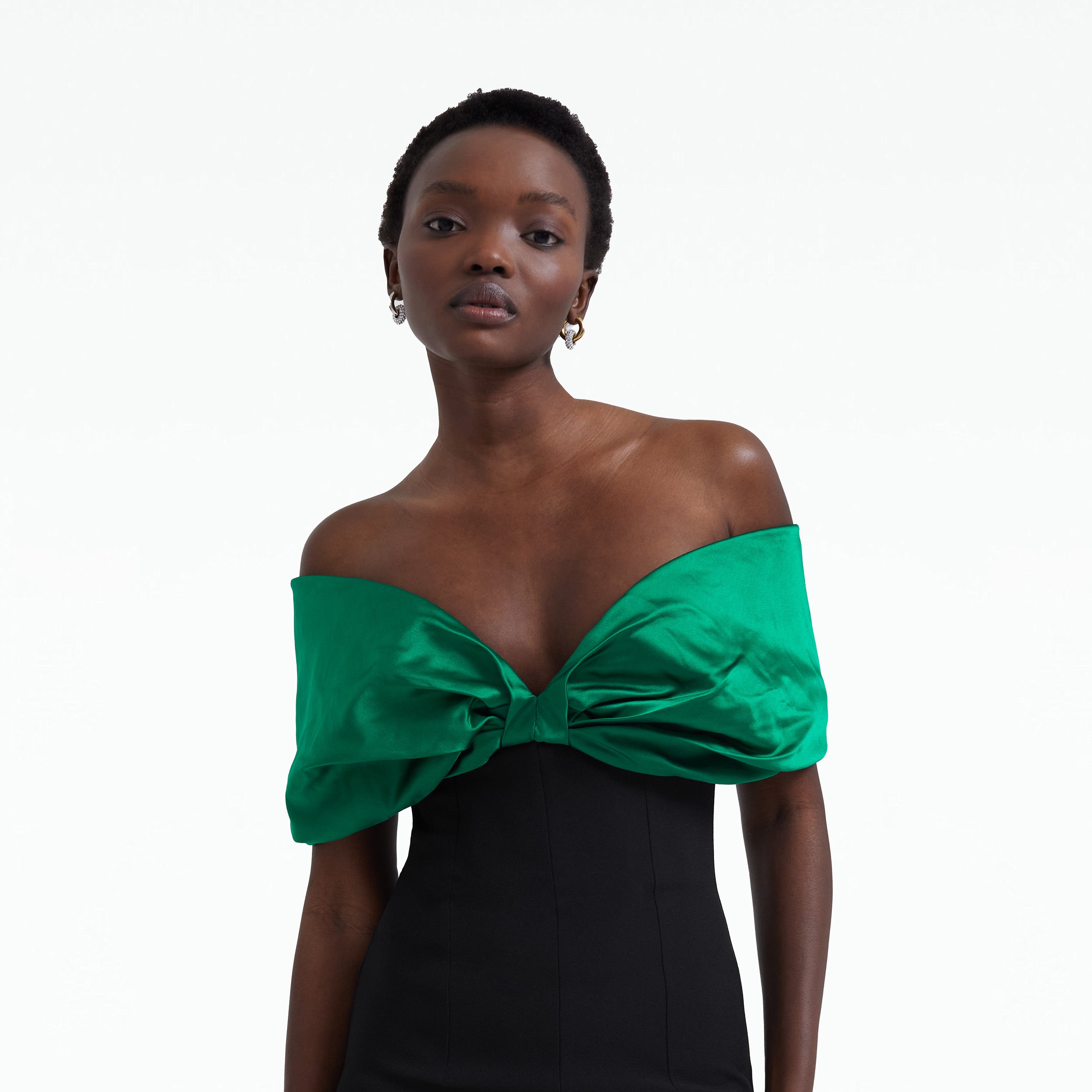 Green and hot sale black midi dress