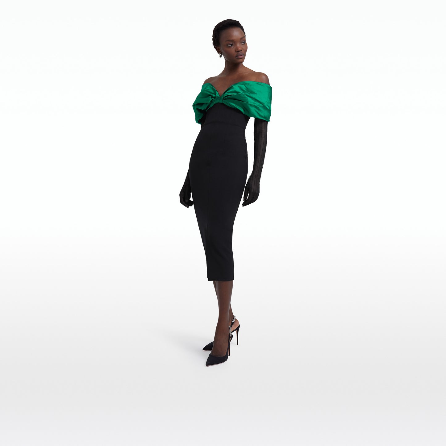 Diane Black & Jewel Green Midi Dress