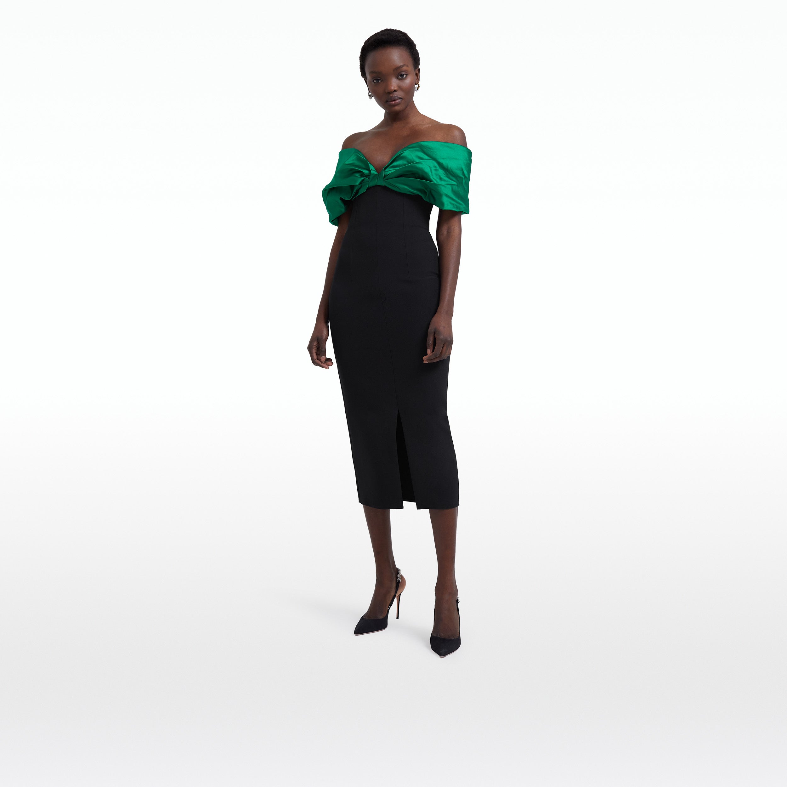 Diane Black & Jewel Green Midi Dress