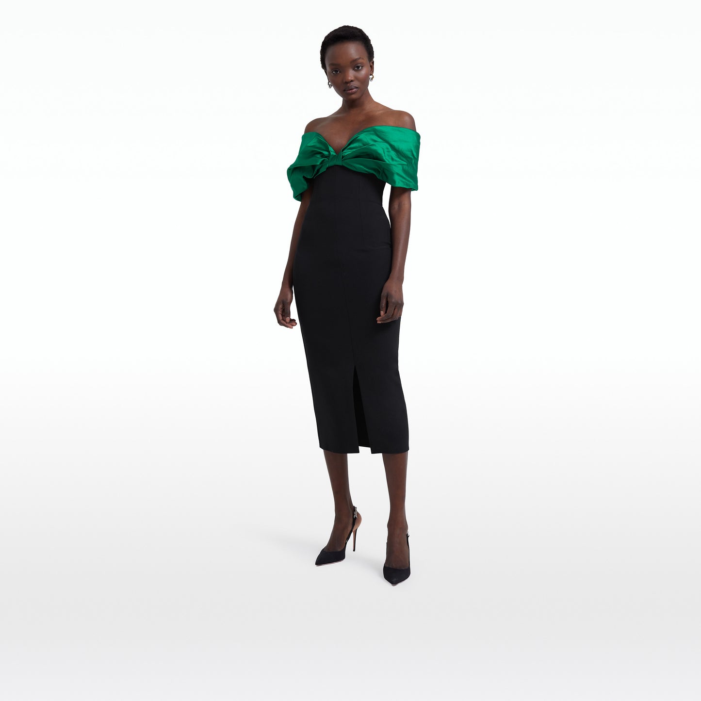 Diane Black & Jewel Green Midi Dress