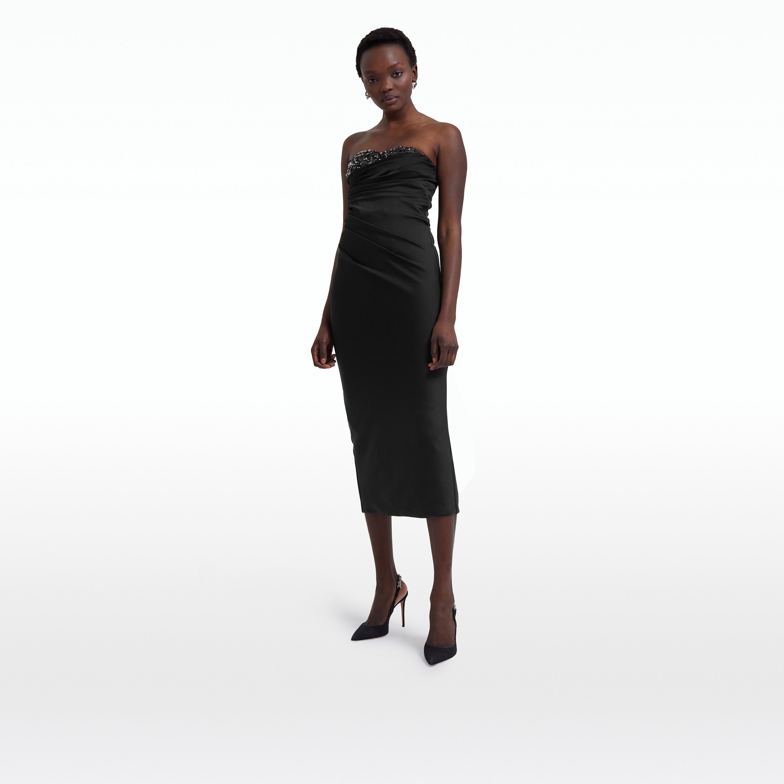 Danielle Black Midi Dress Safiyaa London