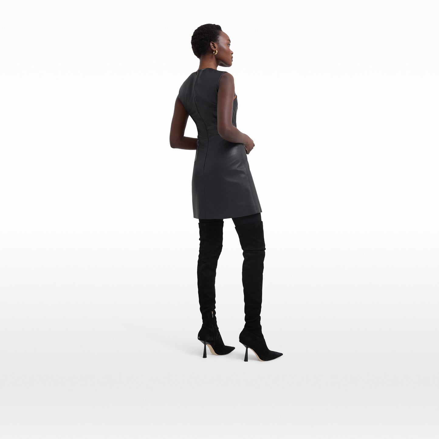 Denise Black Vegan Leather Short Dress