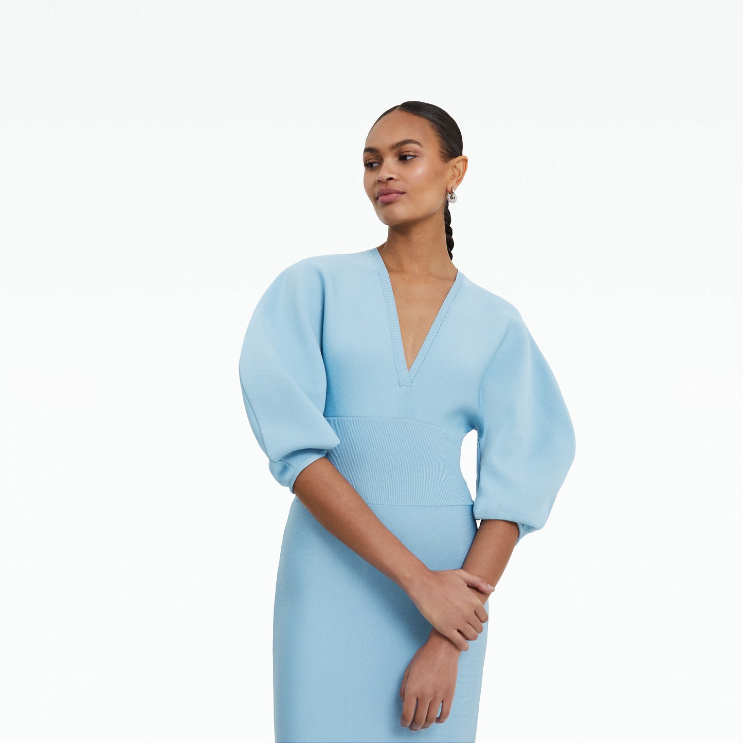Kiera Pale Blue Knit Midi Dress