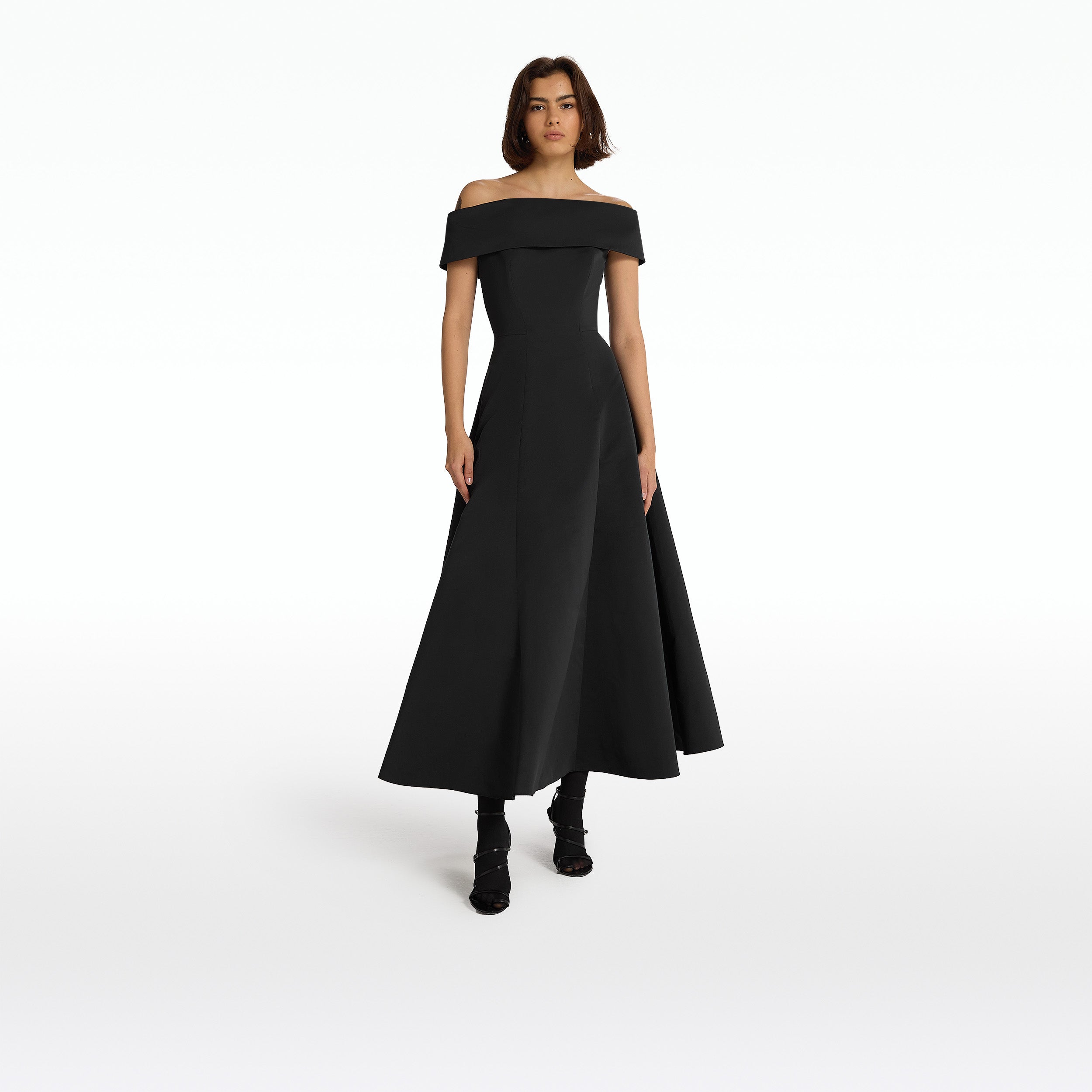 Kristiana Black Midi Dress