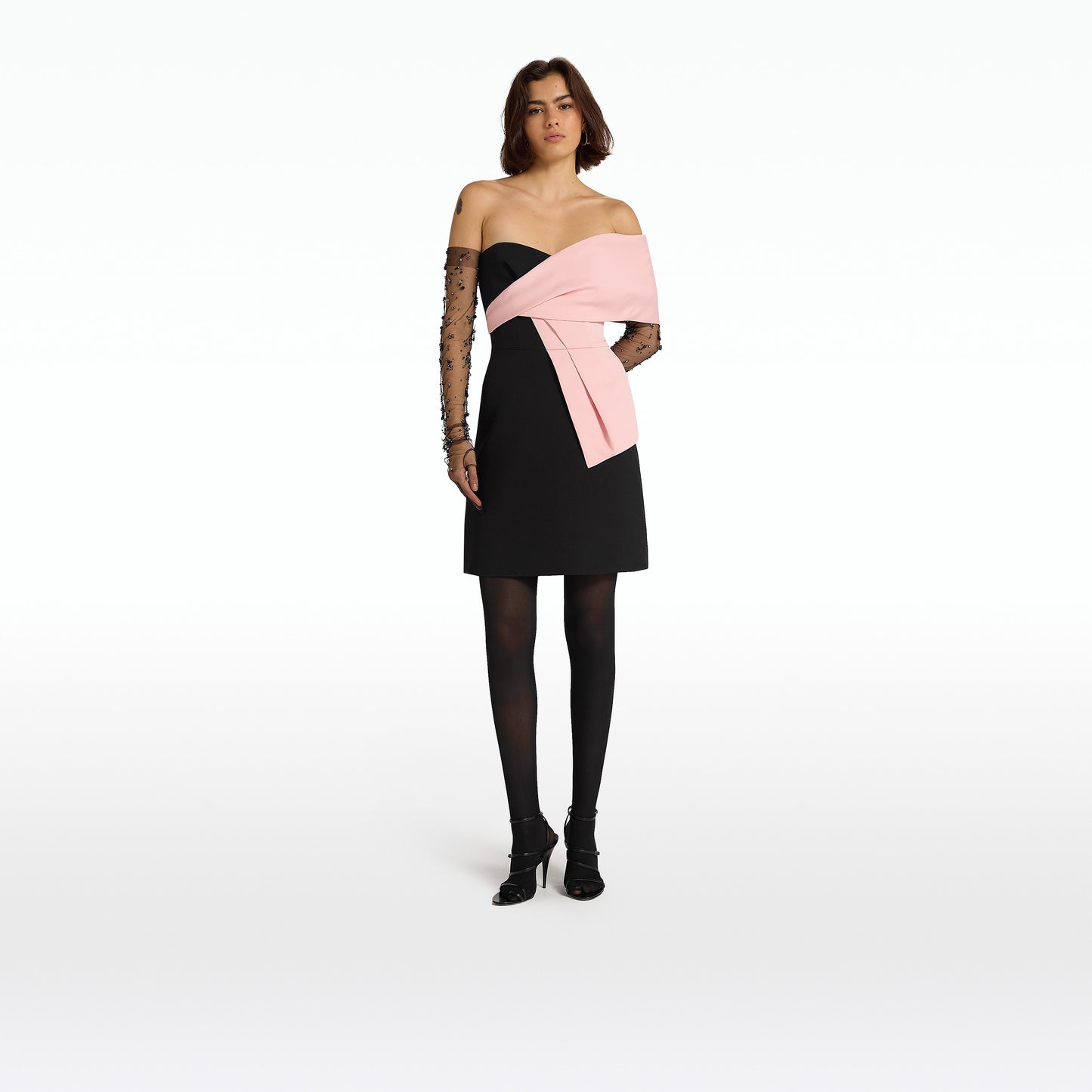 Tessie Black & Peony Blush Short Dress