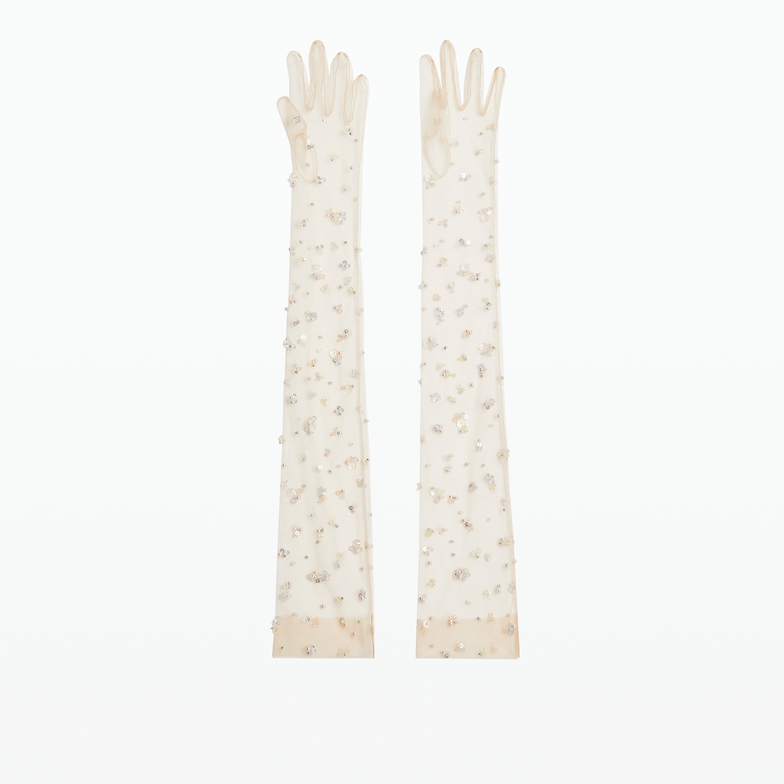 Astin Nude Embroidered Gloves