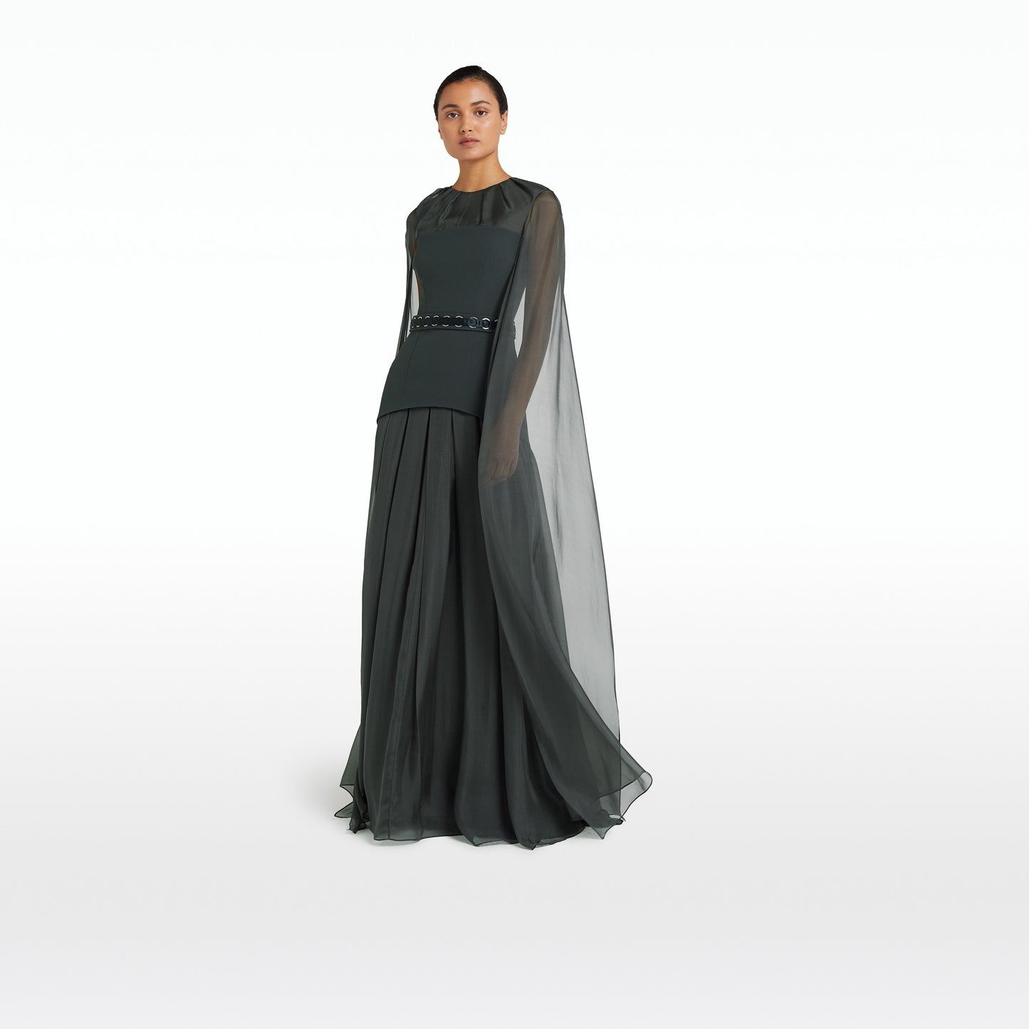 Gloria Graphite Embroidered Long Dress
