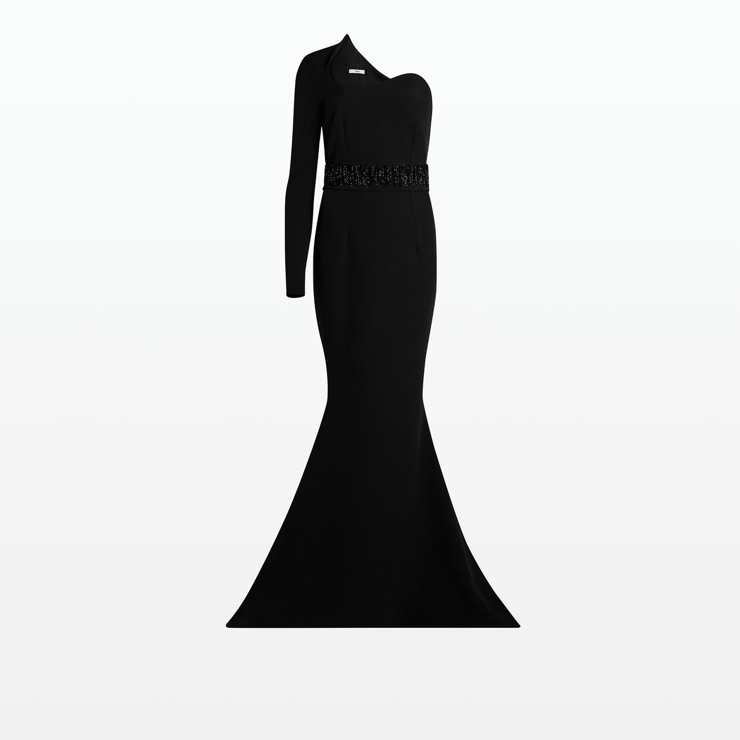 Aria Black Long Dress With Embroidered Belt