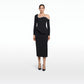 Constanza Black Embroidered Midi Dress