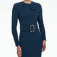 Brunna Ink Blue Midi Dress With Embroidered Belt