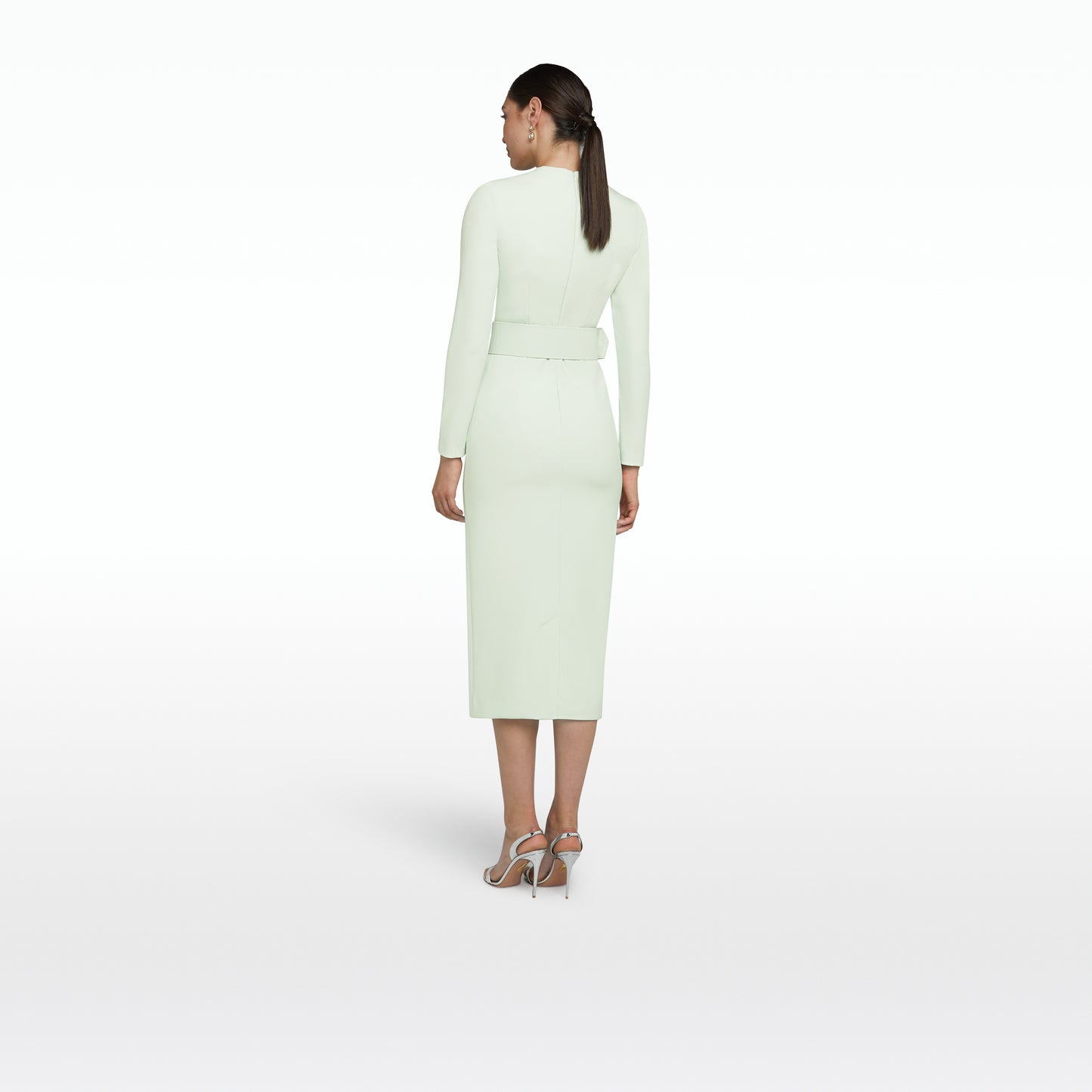 Brunna Spearmint Midi Dress With Embroidered Belt