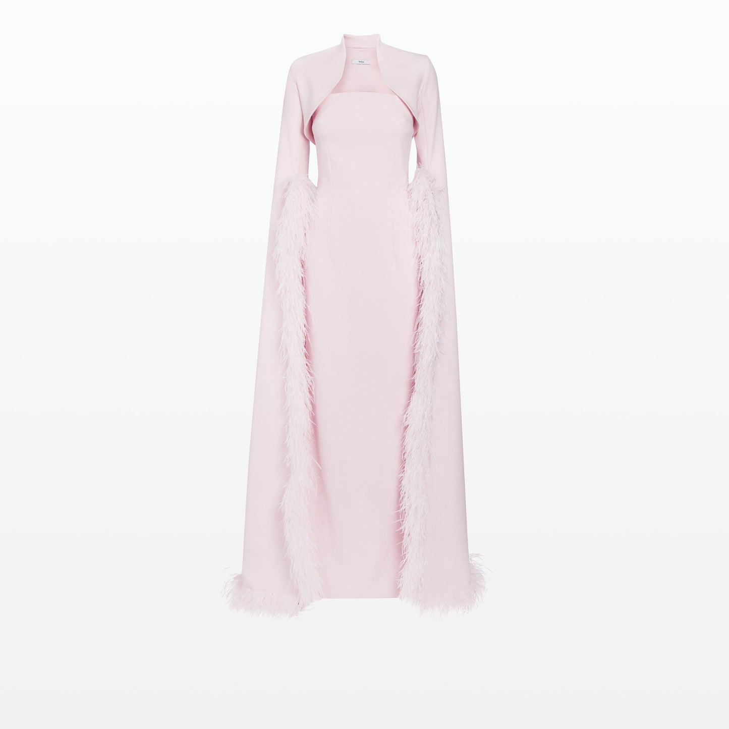 Amari Pale Pink Feather-Trimmed Bolero With Soshin Dress